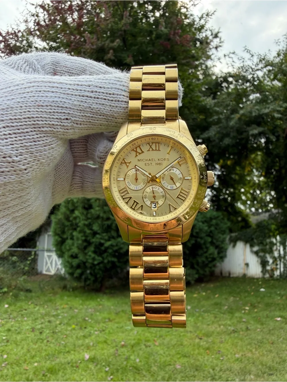Michael Kors Layton MK8214 Gold-Tone Unisex Chronograph Roman Numeral Dial Watch